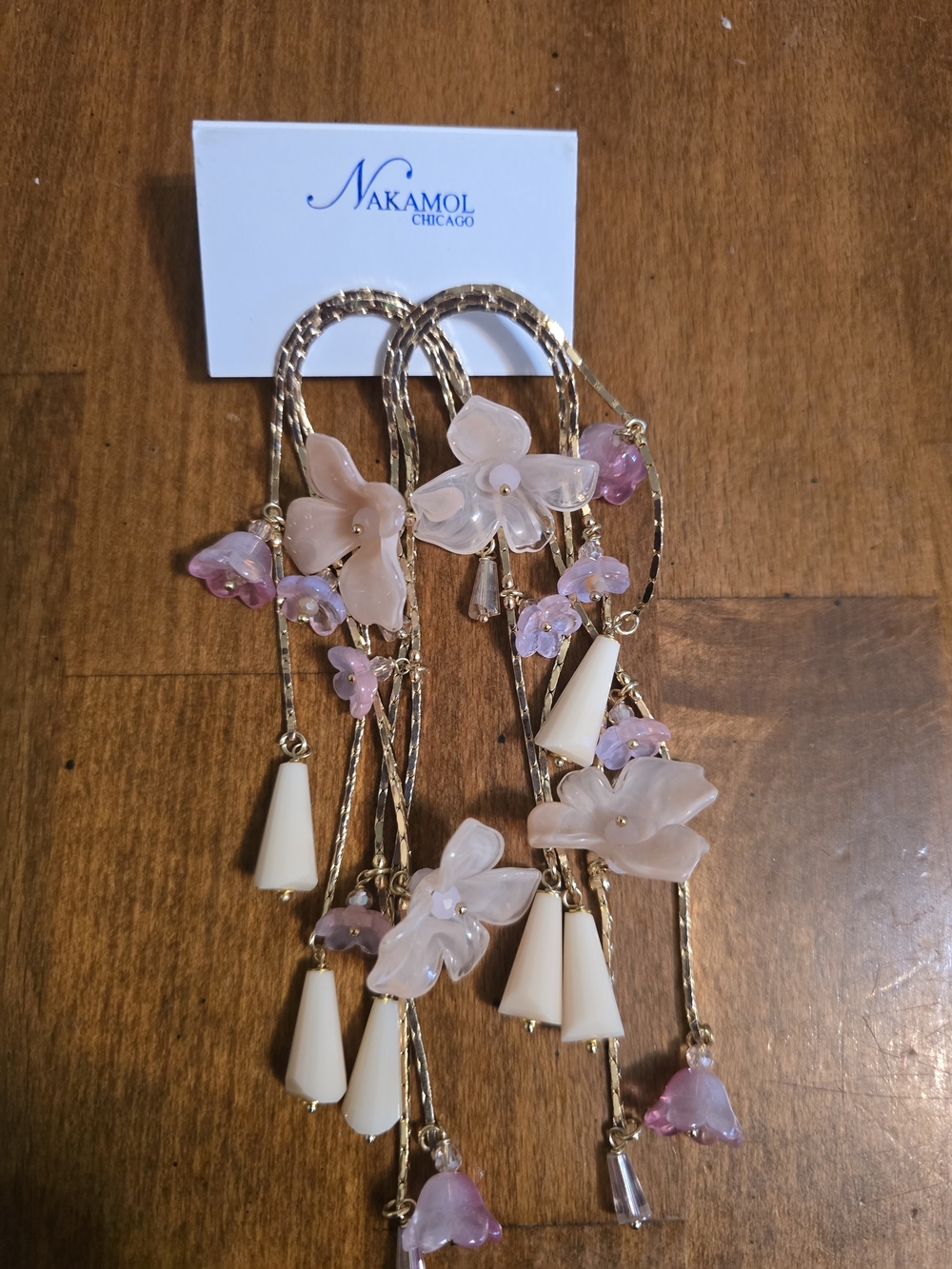 Nakarmol Chicago Pink Floral Dangle Earrings